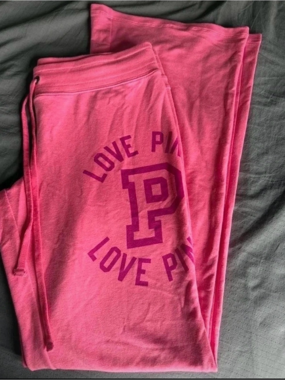 2012 Y2K PINK Victoria's Secret Bright Pink 'Love P' Logo Pajama Pants